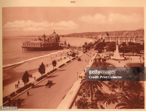 'The Gardens and the Jetty Palace, Nice', 1930. Palais de la Jetee -the palace of the pier, Belle Epoque. From "La Cote d'Azur de Marseille a...