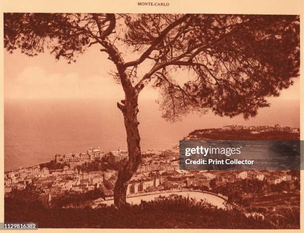 'Panorama of Monte-Carlo taken from the Turbie Road', 1930. From "La Cote d'Azur de Marseille a Menton". [Levy & Neurdein, Paris, 1930]. Artist...