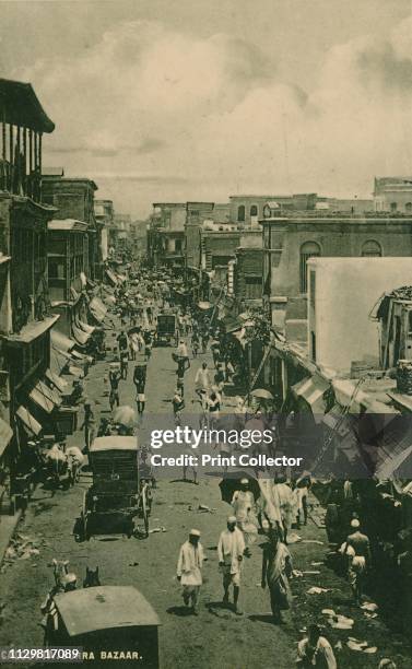 Calcutta. Burra Bazaar', 1910. 'Burra Bazar, Calcutta', 1905. Street scene in the neighbourhood of Burrabazar in Calcutta, , Bengal, India....