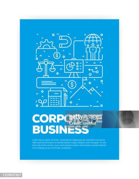 illustrazioni stock, clip art, cartoni animati e icone di tendenza di corporate business concept line style copertina design per rapporto annuale, volantino, brochure. - investment brochures