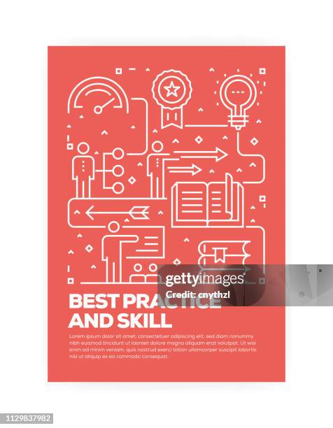 best practice and skill concept line style cover design for annual report, flyer, brochure. - business training materials stock illustrations