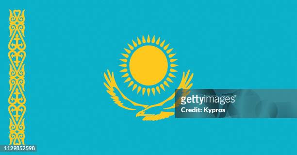 kazakhstan flag - kazakhstan bildbanksfoton och bilder
