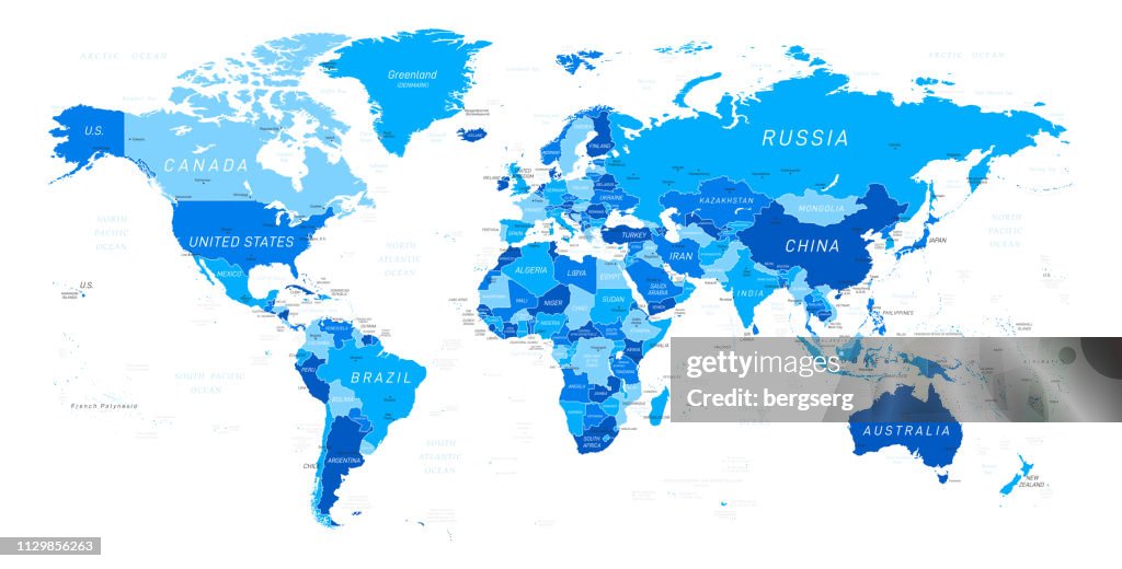 Map Blue Vector World Map Blue Vector Illustration High-Res Vector Graphic - Getty Images