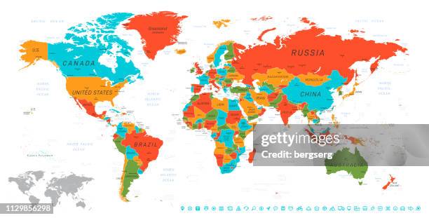 world map. vector illustration with internet icons set - argentina israel stock illustrations