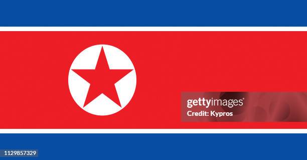 north korean flag - coreia do norte imagens e fotografias de stock
