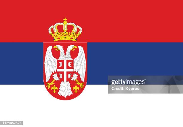serbia flag - servië stockfoto's en -beelden