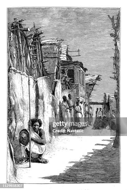 a street in berbera ,somaliland - somalia stock illustrations