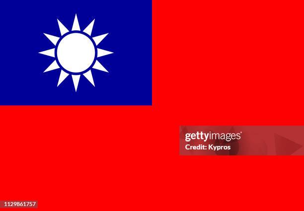 taiwan or republic of china or chinese taipei flag - taiwan stock-fotos und bilder