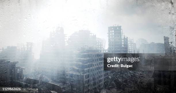nuclear winter urban landscape - bomb damage stock pictures, royalty-free photos & images
