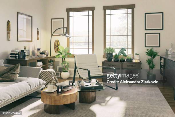 domestic living room - villa interior stock pictures, royalty-free photos & images