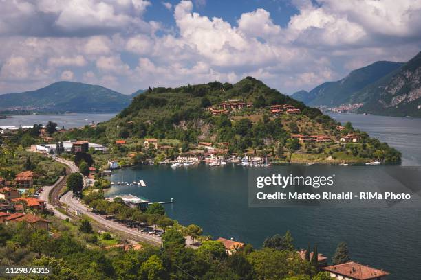 walking on the old street "via valeriana" - iseo lake stock pictures, royalty-free photos & images