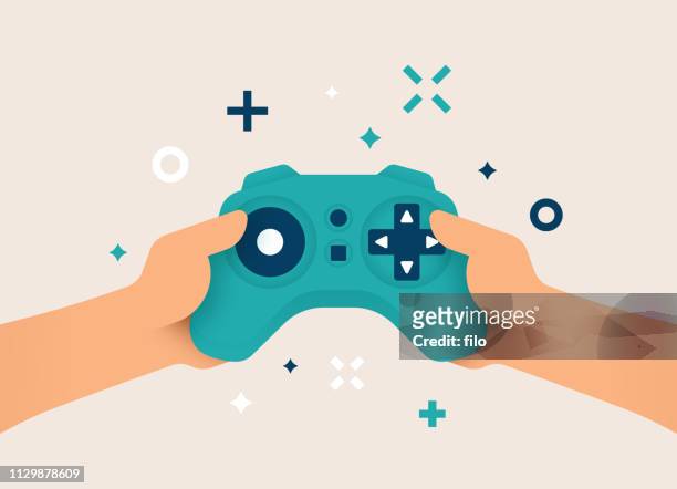 gamer using gaming controller - control stock illustrations