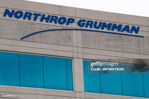 The Northrop Grumman logo is seen on a building in Annapolis Junction, Maryland, on March 11, 2019.