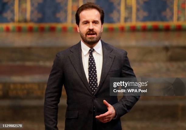 English tenor and actor Alfie Boe performs at the Commonwealth Service at Westminster Abbey on March 11, 2019 in London, England. Commonwealth Day...
