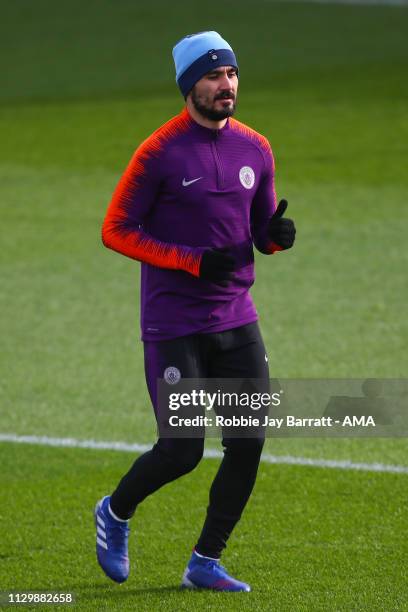 Ilkay Gundogan of Manchester City during the Manchester City Press Conference & Training Session ahead of their UEFA Champions League Round of 16...