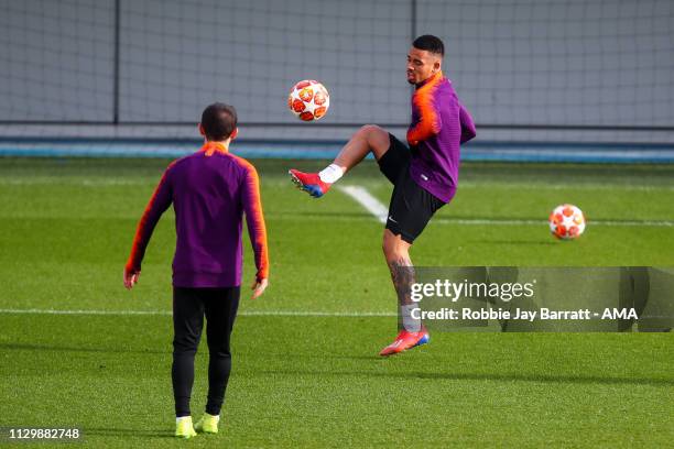 Gabriel Jesus of Manchester City during the Manchester City Press Conference & Training Session ahead of their UEFA Champions League Round of 16...