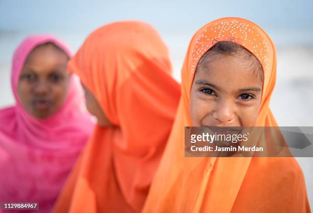 Muslim girls with class on beach