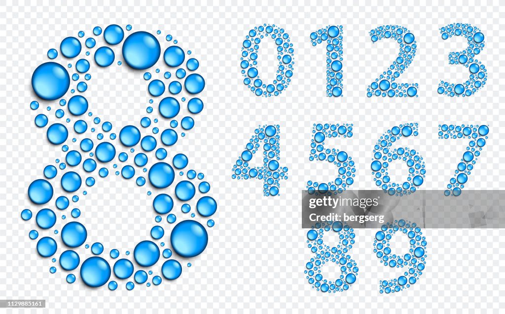 Water Drop Style Numbers Set Vector Illustration Numbers From 0 To 9 ...