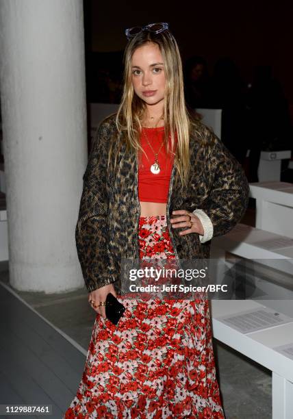 Lady Amelia Windsor attends the Matty Bovan show during London Fashion Week February 2019 at the BFC Show Space on February 15, 2019 in London,...