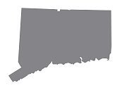 Silver Map of USA State of Connecticut