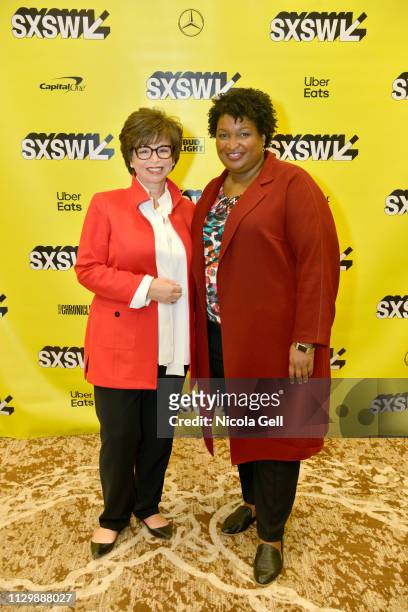 Valerie Jarrett and Stacey Abrams attend Featured Session: Valerie Jarrett with Melissa Bell during the 2019 SXSW Conference and Festivals at Hilton...