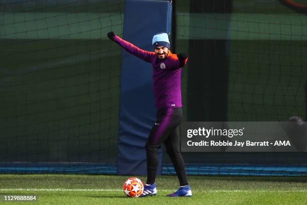 Ilkay Gundogan of Manchester City during the Manchester City Press Conference & Training Session ahead of their UEFA Champions League Round of 16...