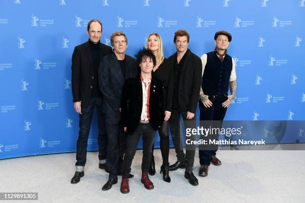 Breiti , Andi , Vom , Director Cordula Kablitz-Post, Campino and Kuddel pose at the "You Only Live Once - Die Toten Hosen On Tour" photocall during...