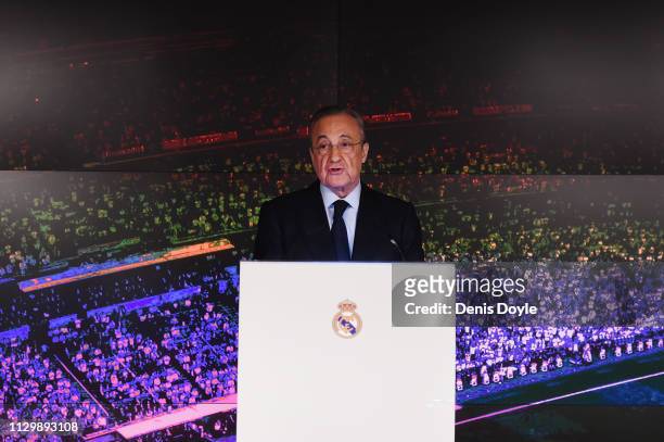 Florentino Perez, President of Real Madrid, at the announcement of Zinedine Zidane as new Real Madrid head coach at Estadio Santiago Bernabeu on...