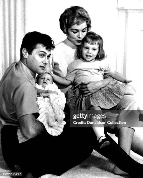 Actors Tony Curtis and Janet Leigh with their children Kelly Curtis and and younger daughter Jamie Lee Curtis in 1959.