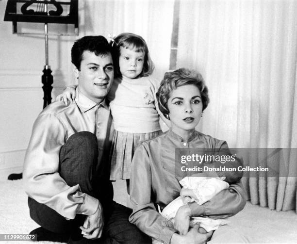 Actors Tony Curtis and Janet Leigh with their children Kelly Curtis and and younger daughter Jamie Lee Curtis in 1959.