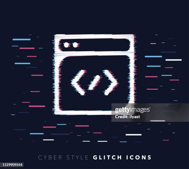 html editor glitch effect vector icon illustration - problems stock illustrations