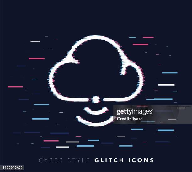 cloud technology glitch effect vector icon illustration - system failure stock illustrations