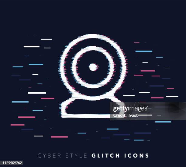 mass surveillance glitch effect vector icon illustration - photomaton stock illustrations