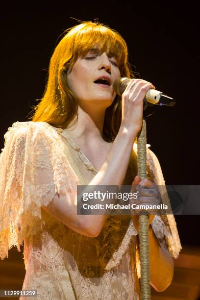 Florence Welch of Florence And The Machine performs in concert at the Ericsson Globe Arena on March 11, 2019 in Stockholm, Sweden.