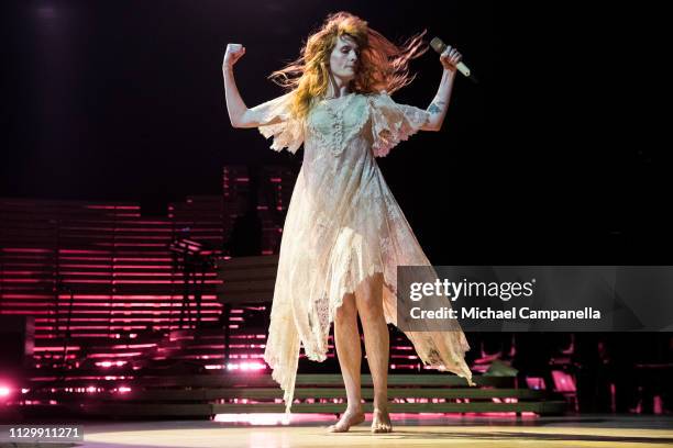 Florence Welch of Florence And The Machine performs in concert at the Ericsson Globe Arena on March 11, 2019 in Stockholm, Sweden.