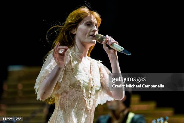 Florence Welch of Florence And The Machine performs in concert at the Ericsson Globe Arena on March 11, 2019 in Stockholm, Sweden.