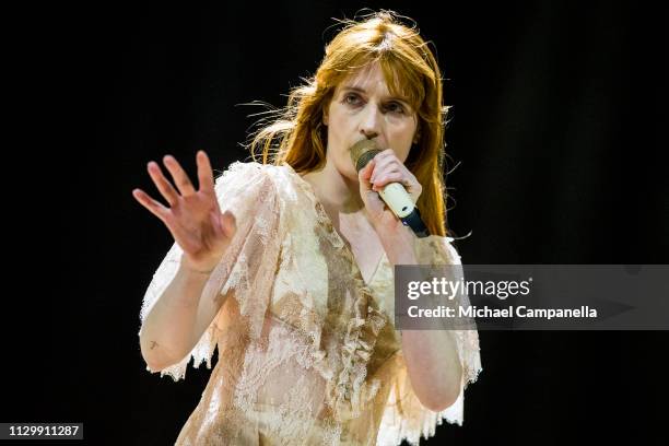 Florence Welch of Florence And The Machine performs in concert at the Ericsson Globe Arena on March 11, 2019 in Stockholm, Sweden.