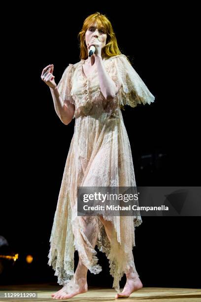 Florence Welch of Florence And The Machine performs in concert at the Ericsson Globe Arena on March 11, 2019 in Stockholm, Sweden.