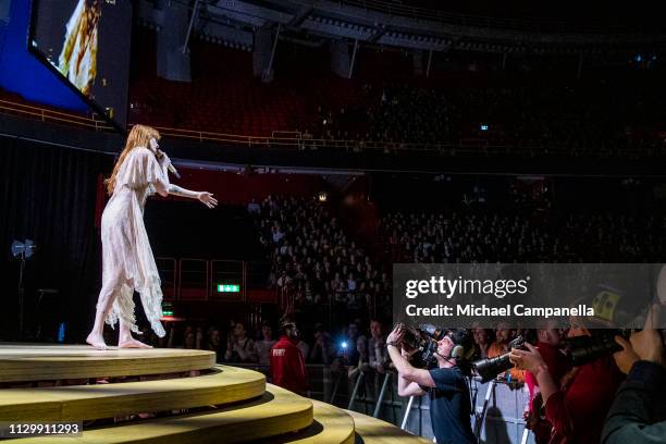 Florence Welch of Florence And The Machine performs in concert at the Ericsson Globe Arena on March 11, 2019 in Stockholm, Sweden.