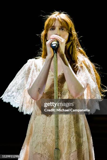 Florence Welch of Florence And The Machine performs in concert at the Ericsson Globe Arena on March 11, 2019 in Stockholm, Sweden.