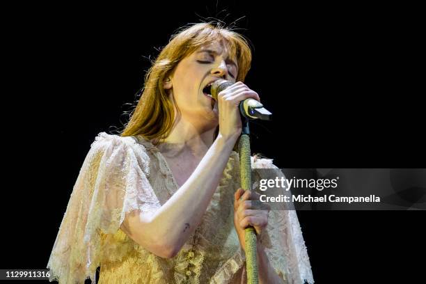 Florence Welch of Florence And The Machine performs in concert at the Ericsson Globe Arena on March 11, 2019 in Stockholm, Sweden.