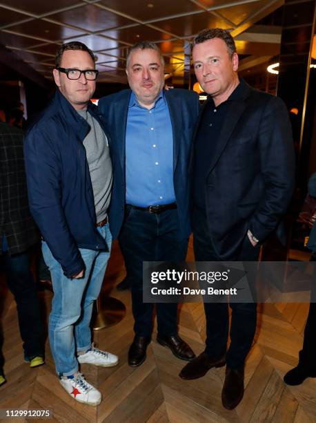 Alan Wogan, Richard Corrigan and Mark Wogan attend the unveiling of the 2019 Murphia List at The Marylebone Hotel on March 11, 2019 in London,...
