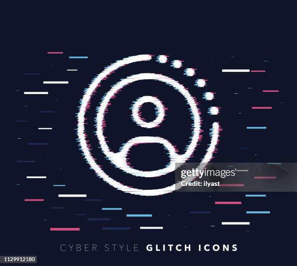 internet privacy glitch effect vector icon illustration - head profile vector stock illustrations