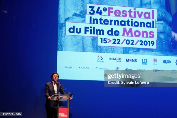 Festival president Elio Di Rupo attends the opening ceremony of 34th Mons International Film Festival on February 15, 2019 in Mons, Belgium.