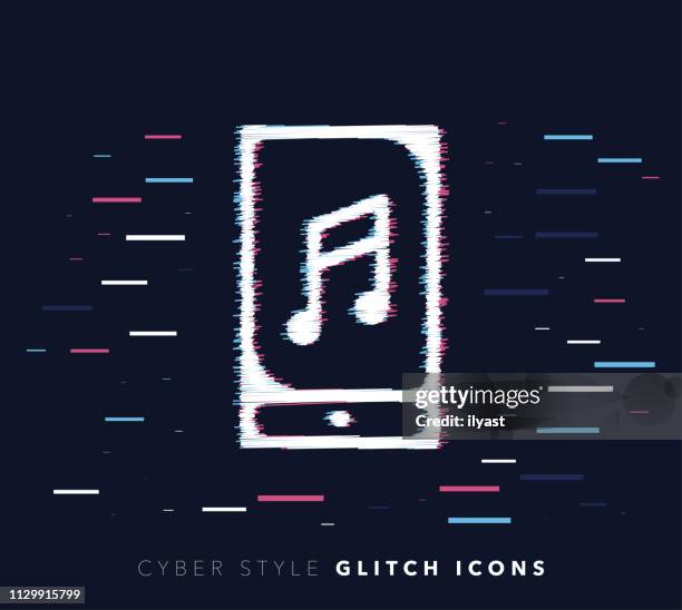 ilustraciones, imágenes clip art, dibujos animados e iconos de stock de música móvil app error efecto vector icono ilustración - pentagrama