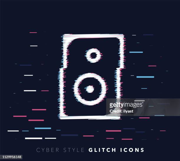 musik konzert glitch effekt vektor icon-illustration - stereoanlage stock-grafiken, -clipart, -cartoons und -symbole