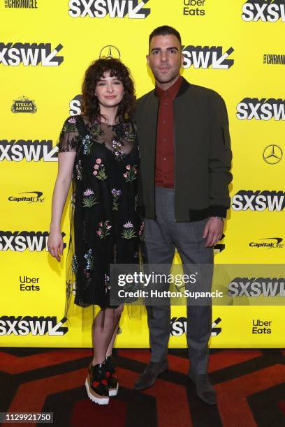 Ashleigh Cummings and Zachary Quinto attend "NOS4A2" Premiere during the 2019 SXSW Conference and Festivals at Alamo Lamar D on March 11, 2019 in...