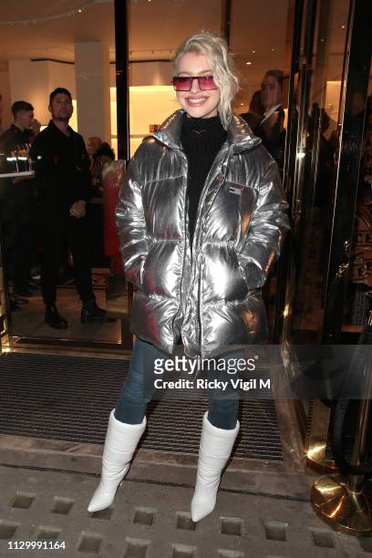 Alice Chater seen attending the launch of the Kith x Versace limited edition collection at the Versace Sloane Street boutique during LFW February...