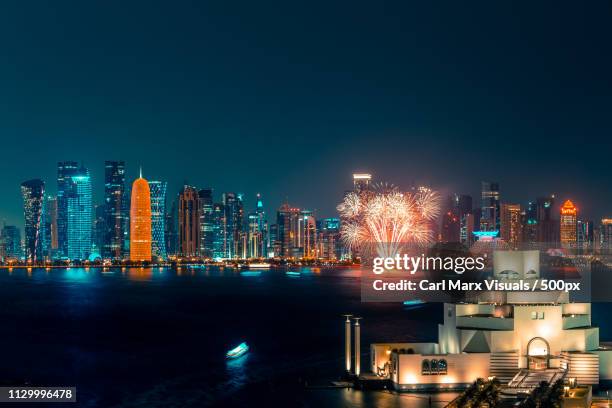 fireworks - doha museum stock pictures, royalty-free photos & images
