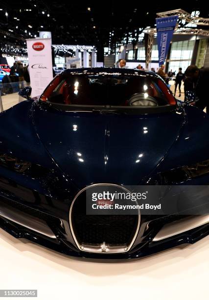 Bugatti Chiron is on display at the 111th Annual Chicago Auto Show at McCormick Place in Chicago, Illinois on February 7, 2019.